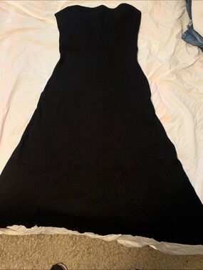 H&M Strapless Black Knit Midi Dress